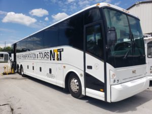 White ADA compliant motor coach